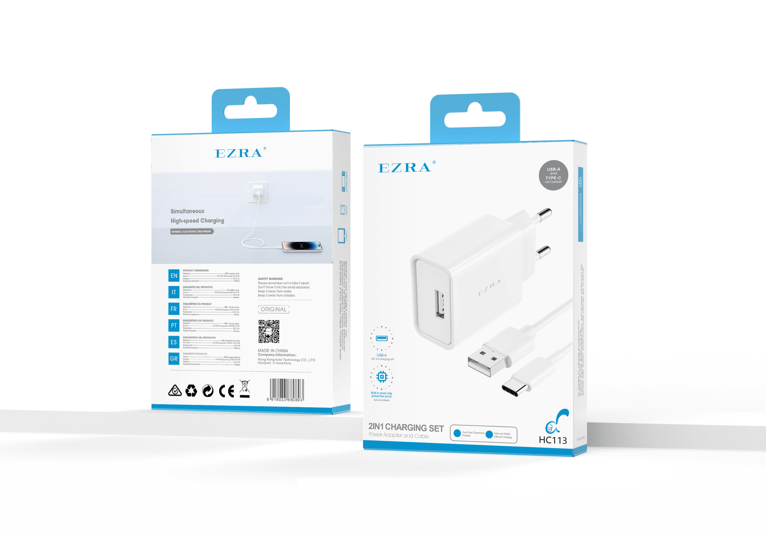 HC113 USB fastest charger EU A-M EZRA HC113 USB fastest charger EU A-M Aido Tech EZRA