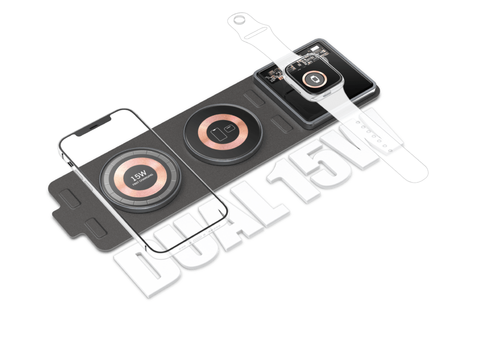 HC144 Magnetic Fabric Folding 3-In-1 Wireless Charger stander EZRA HC144 Magnetic Fabric Folding 3-In-1 Wireless Charger stander Aido tech EZRA