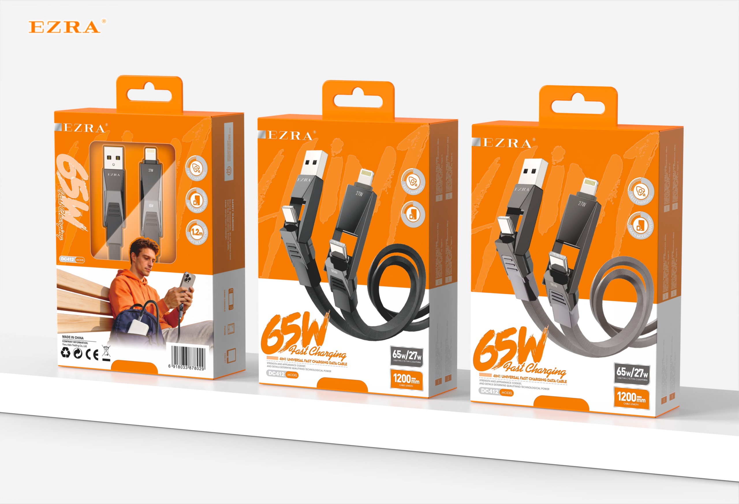 DC412 4 in 1 Data Cable  65W 1.2M