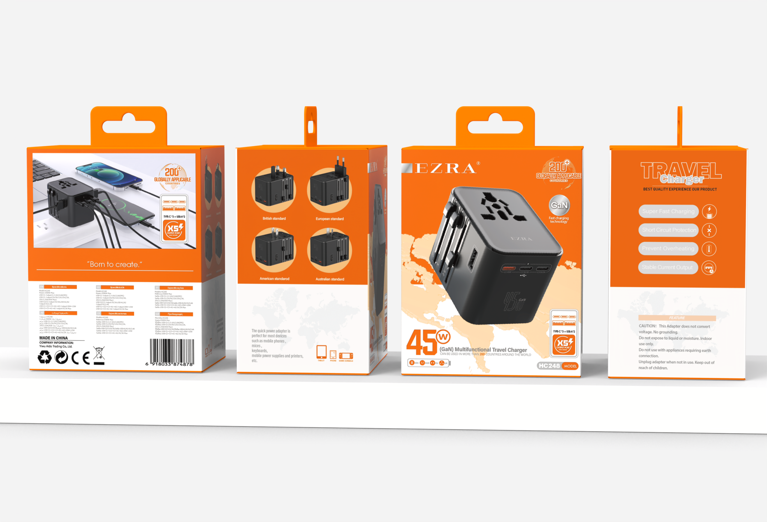 HC248 45W 2A+3C multi-function Charger（globally applicable)