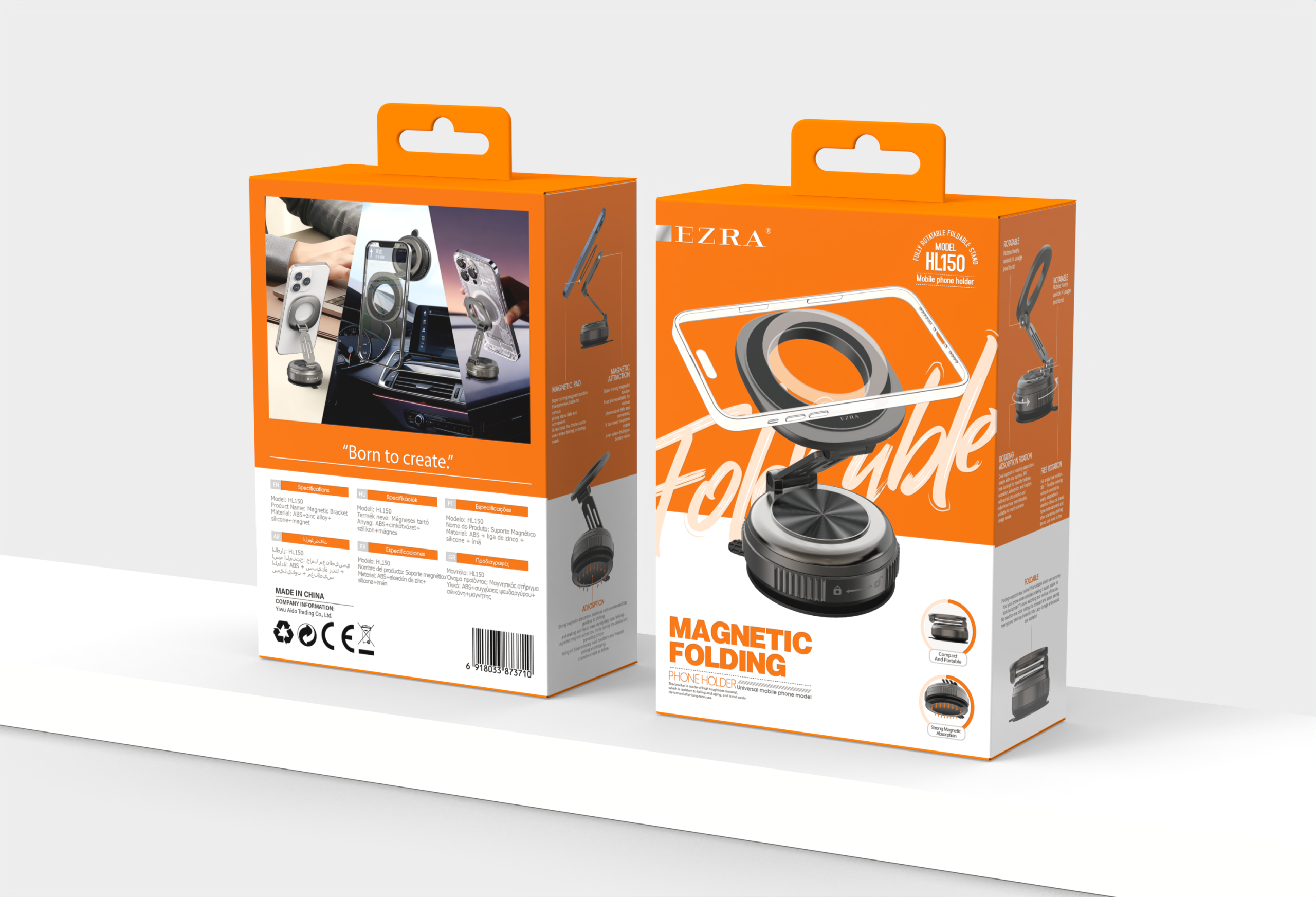 HL150 magnetic in-car phone holder