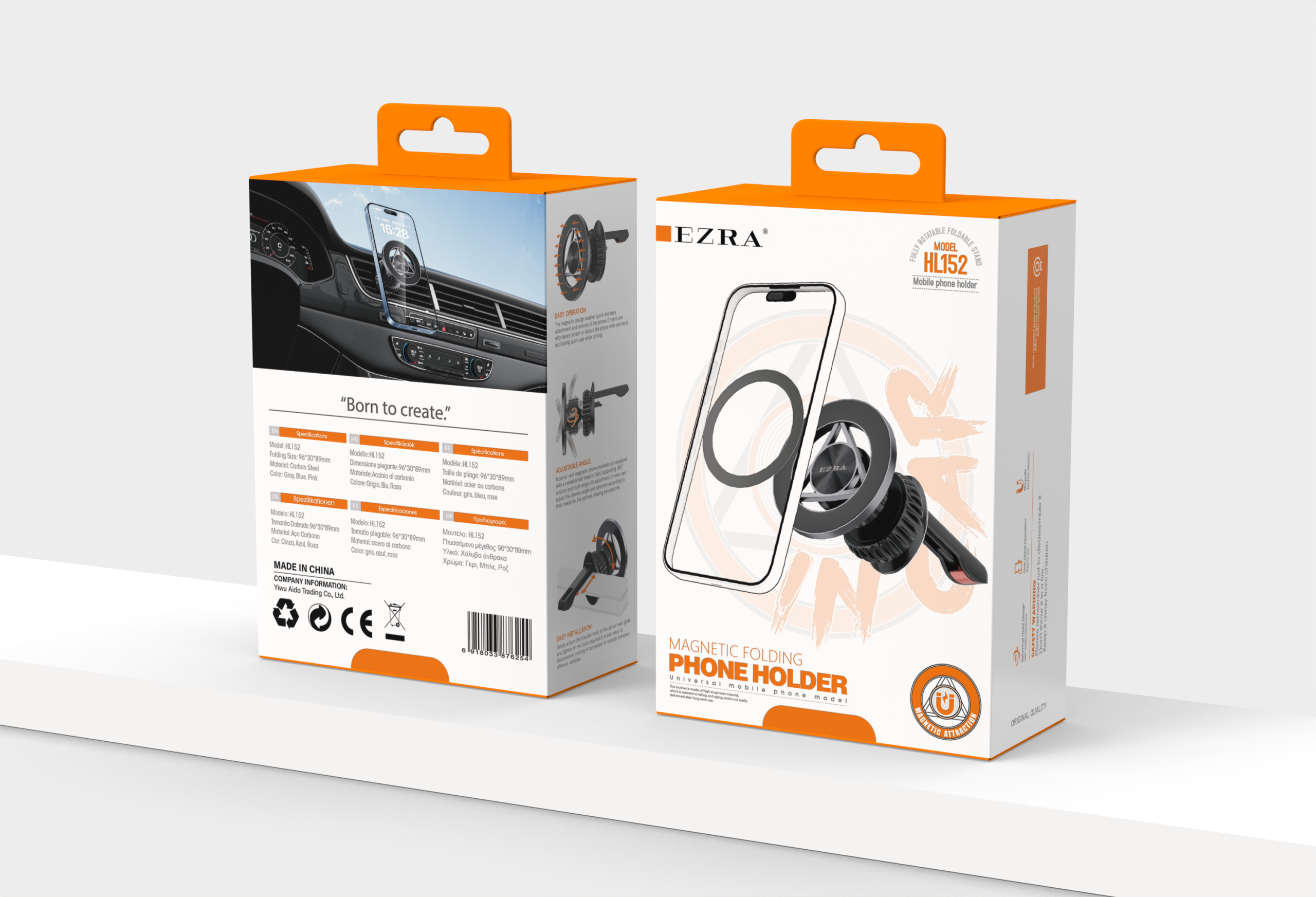 HL152 magnetic in-car phone holder